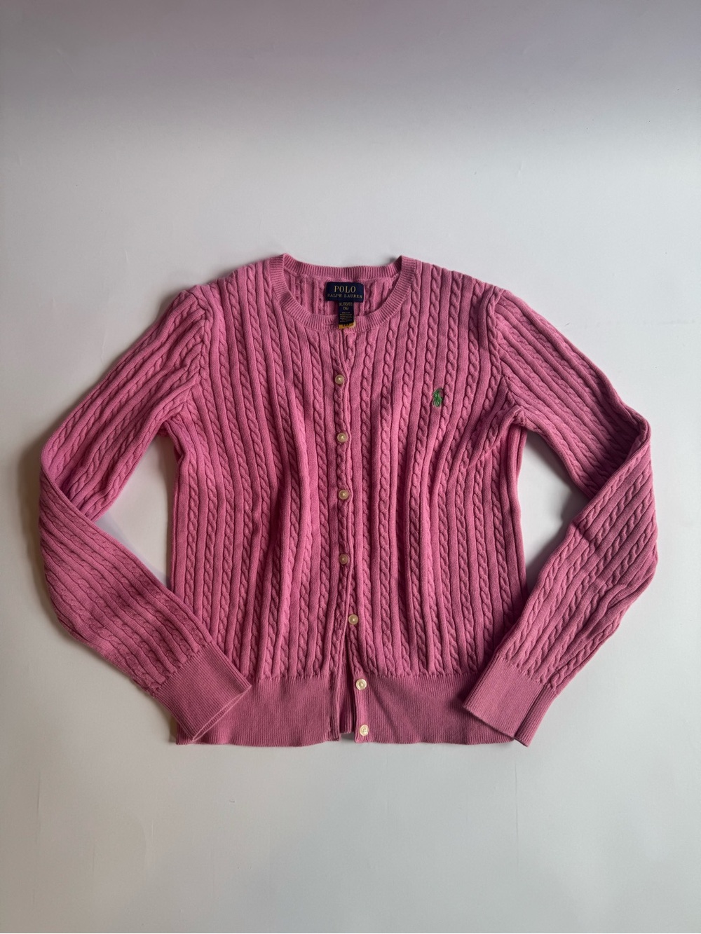 Polo Ralph Lauren Girls Cable Knit Sweater Pink Size XL (16) Long Sleeve